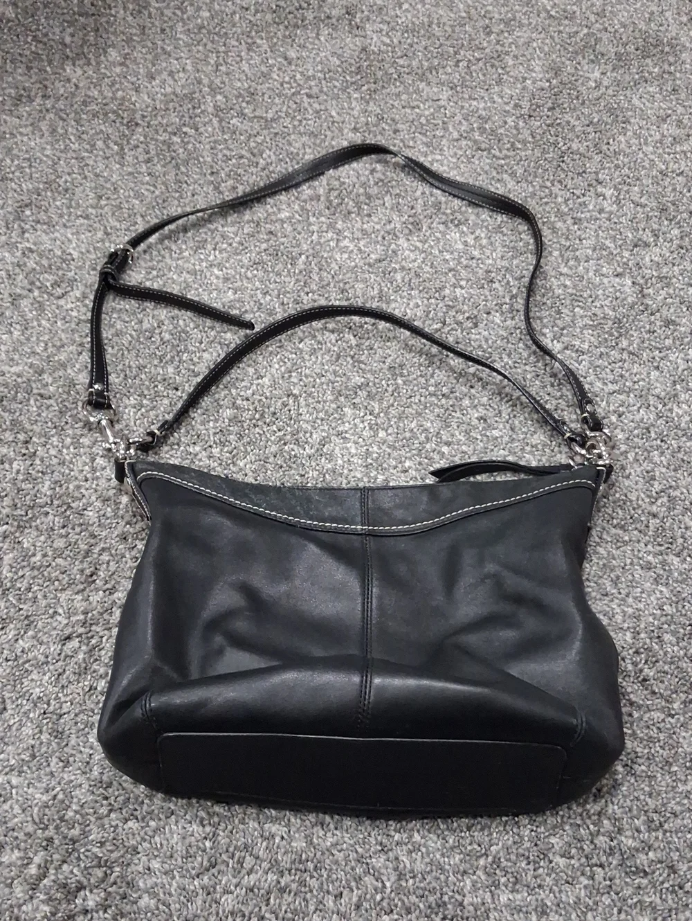 Vintage Coach 13764 Boho Pleated Shoulder/crossbody Bag In Black Smoothe Leather